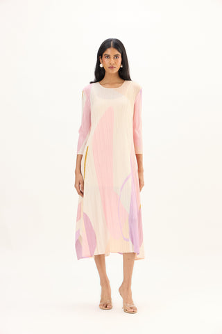Trista Abstract Print Dress - Pink