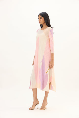 Trista Abstract Print Dress - Pink