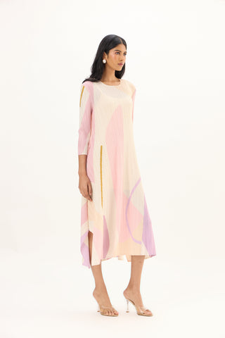 Trista Abstract Print Dress - Pink