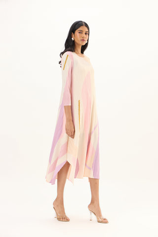 Trista Abstract Print Dress - Pink