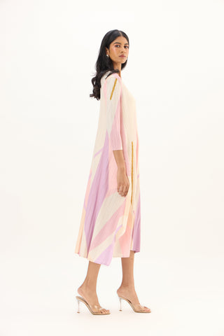 Trista Abstract Print Dress - Pink