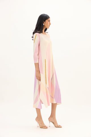 Trista Abstract Print Dress - Pink