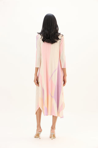 Trista Abstract Print Dress - Pink
