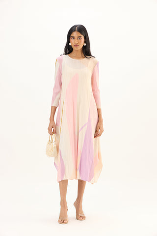 Trista Abstract Print Dress - Pink