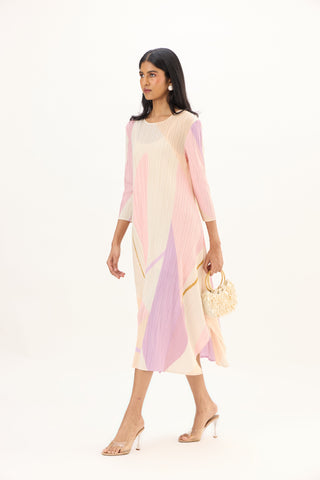 Trista Abstract Print Dress - Pink
