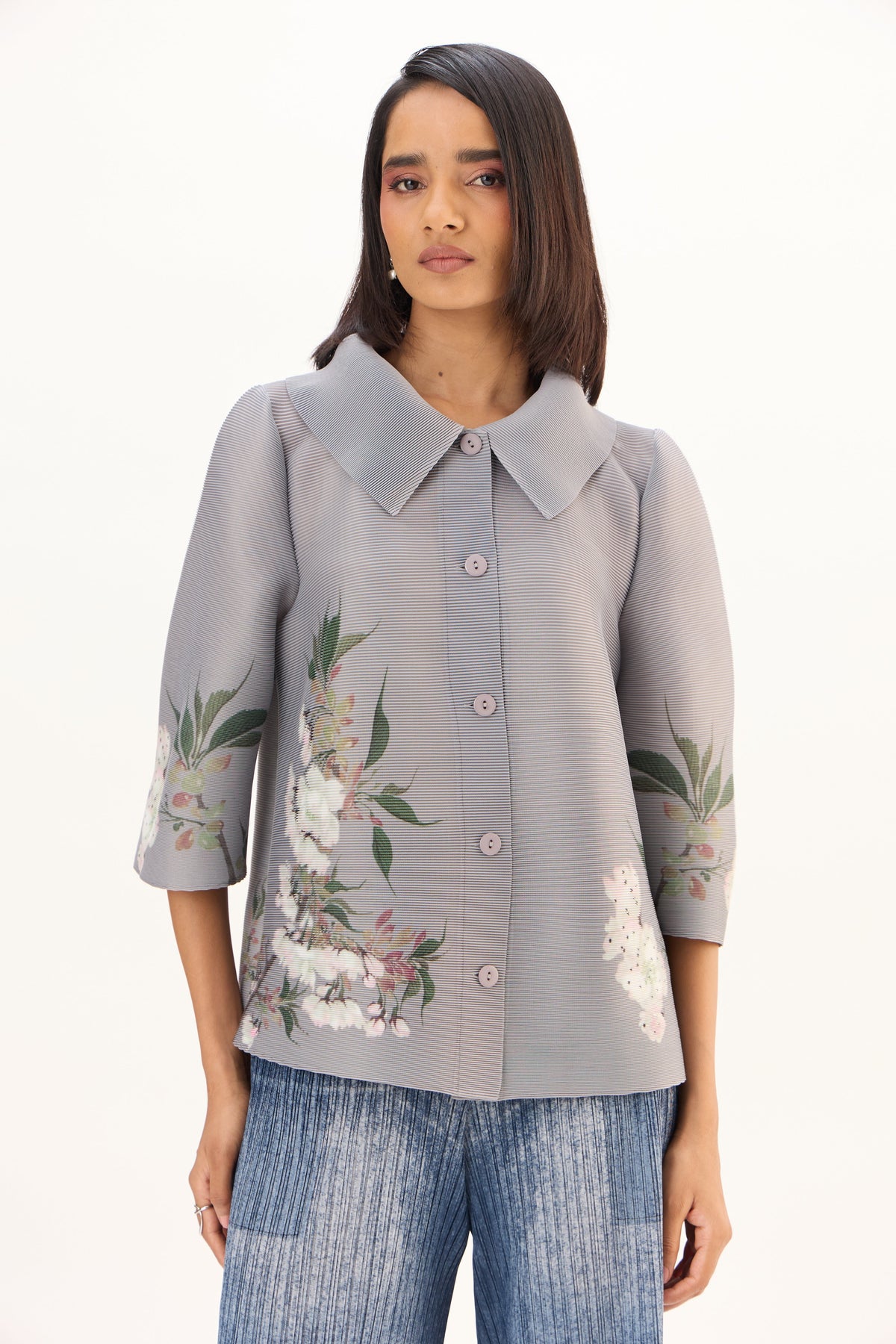 Maise Floral Shirt - Grey