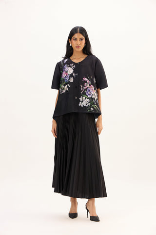 Mira Floral Top - Black