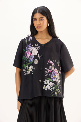 Mira Floral Top - Black