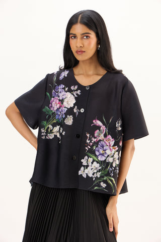 Mira Floral Top - Black