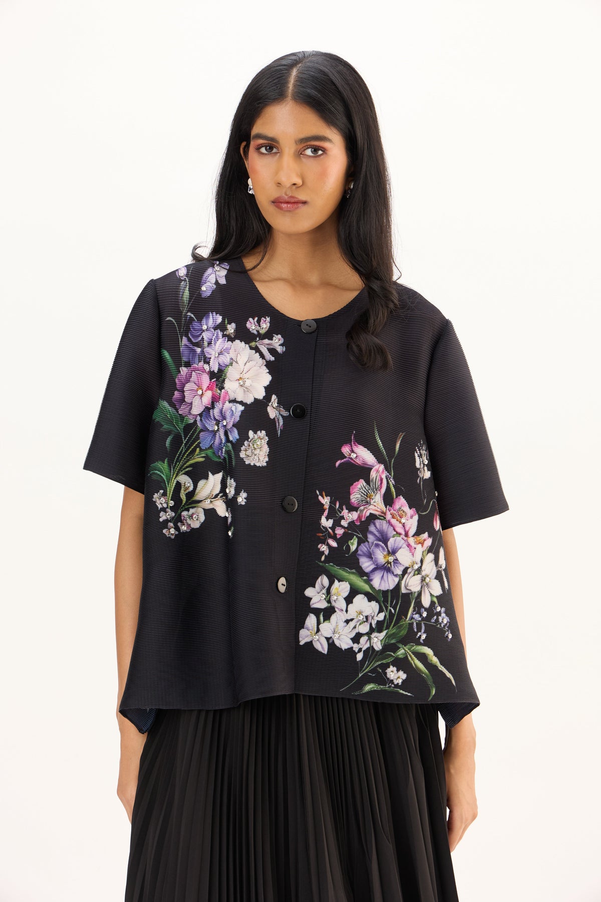 Mira Floral Top - Black