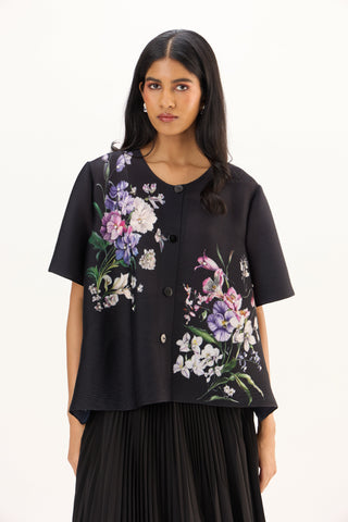 Mira Floral Top - Black