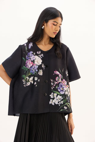 Mira Floral Top - Black