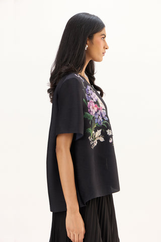Mira Floral Top - Black