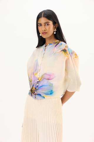 Iris Floral Top - Cream
