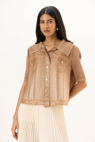 Ari Denim Top - Mocha