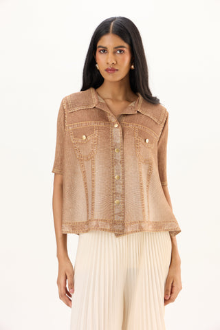 Ari Denim Top - Mocha