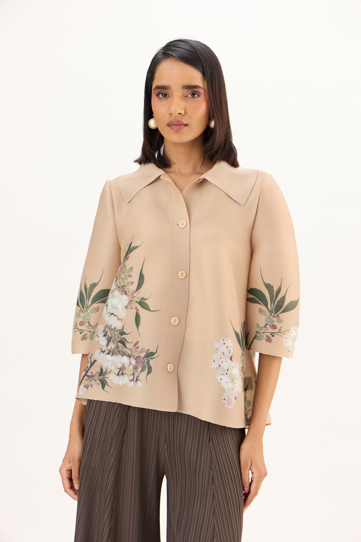 Maise Floral Shirt - Beige