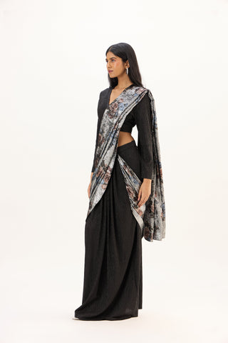 Annika Saree - Black & Silver
