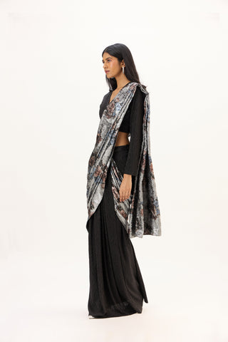 Annika Saree - Black & Silver