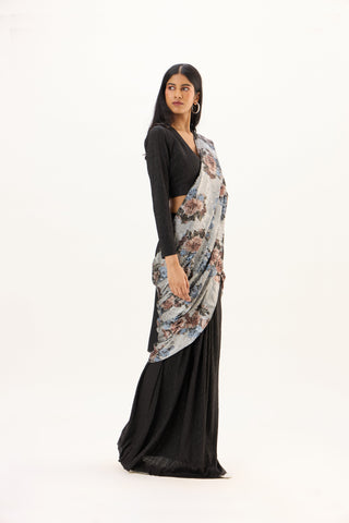 Annika Saree - Black & Silver