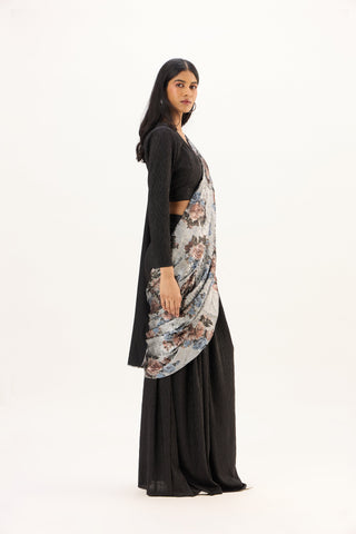 Annika Saree - Black & Silver