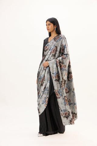 Annika Saree - Black & Silver