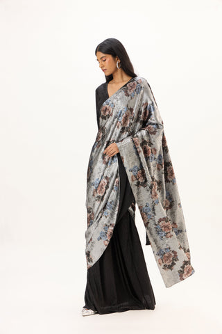 Annika Saree - Black & Silver