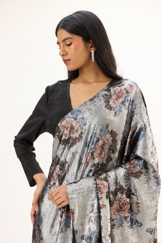 Annika Saree - Black & Silver