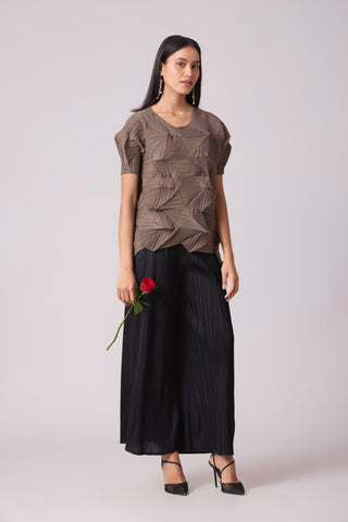 Gia 3D Pleated Top - Brown