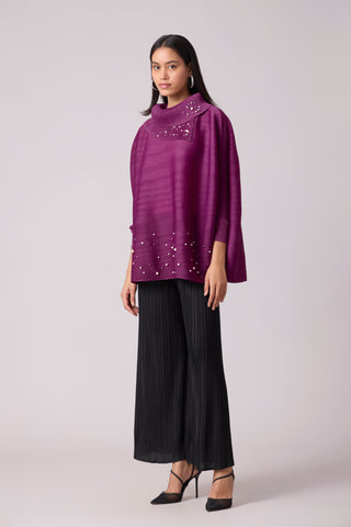 Sloane Pearled Batwing Top - Magenta