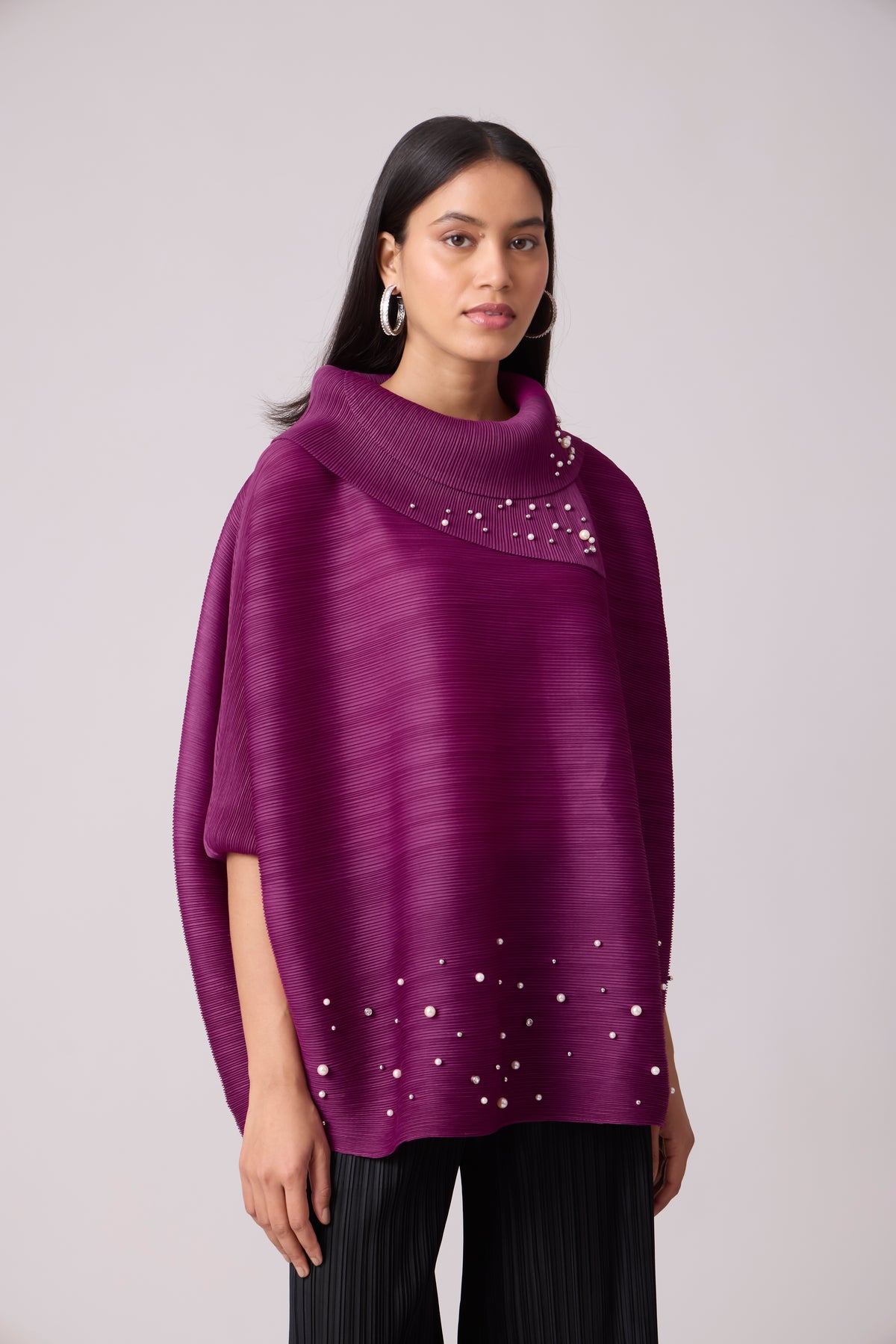 Sloane Pearled Batwing Top - Magenta