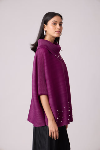 Sloane Pearled Batwing Top - Magenta