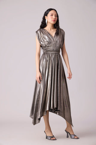 Zeina Rouched Dress - Dark Silver