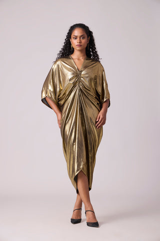 Aika Metallic Rouche Dress