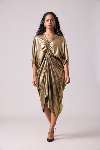 Aika Metallic Rouche Dress