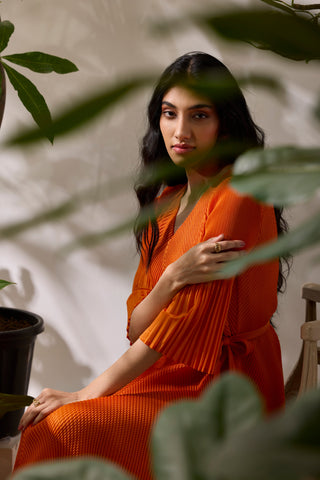 Mila Cutwork Dress - Orange