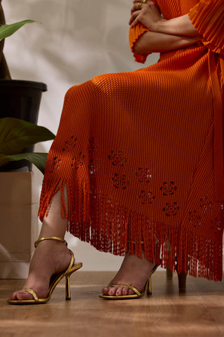 Mila Cutwork Dress - Orange