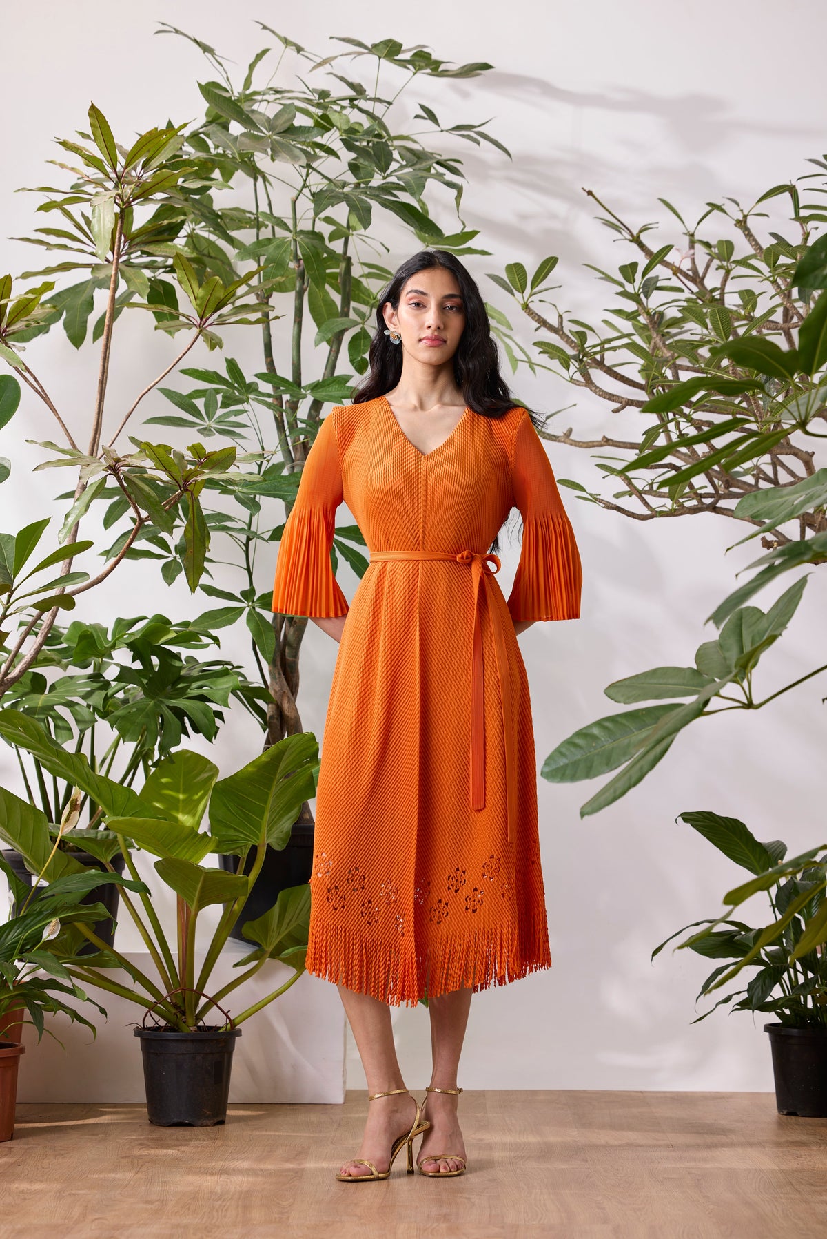 Mila Cutwork Dress - Orange