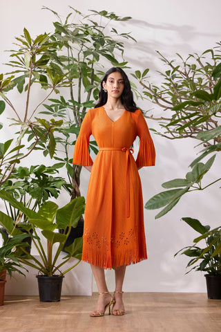 Mila Cutwork Dress - Orange