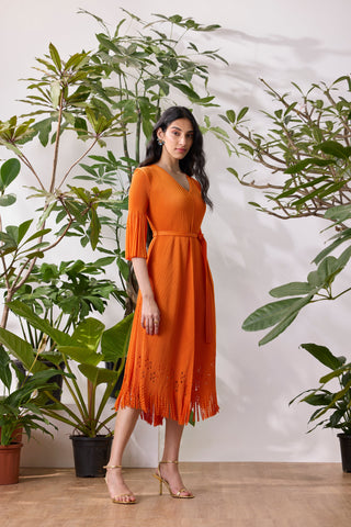 Mila Cutwork Dress - Orange