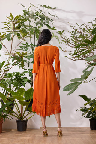 Mila Cutwork Dress - Orange