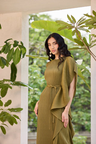 Serena Ruffle Dress - Olive