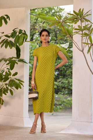 Vera Chevron Dress - Peridot Green
