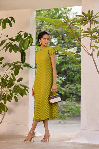 Vera Chevron Dress - Peridot Green