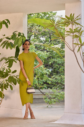 Vera Chevron Dress - Peridot Green