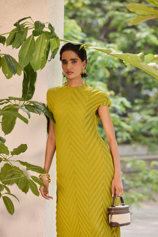 Vera Chevron Dress - Peridot Green