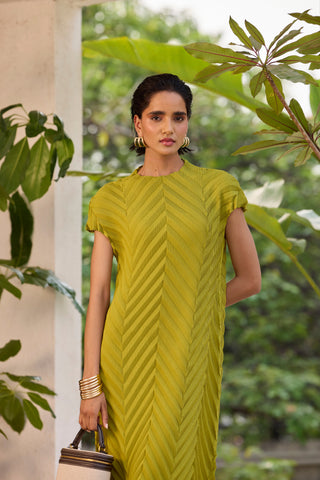 Vera Chevron Dress - Peridot Green