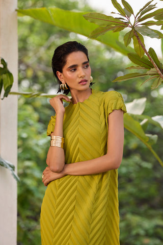 Vera Chevron Dress - Peridot Green