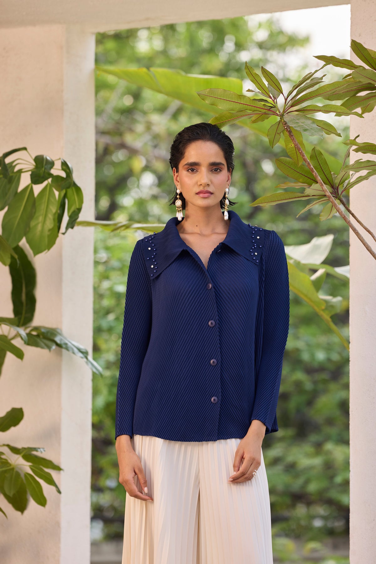 Edith Pearl Shirt - Navy
