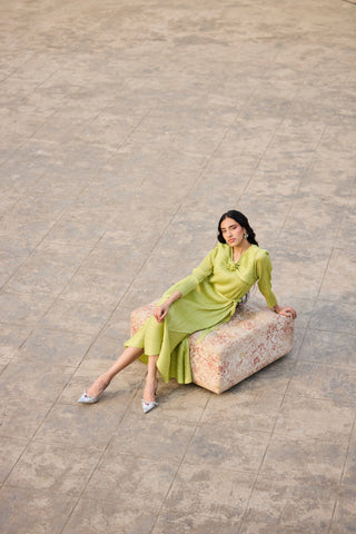 Rose Dress - Lime Green